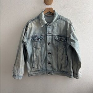 Free People Distressed Oversized Denim Jacket